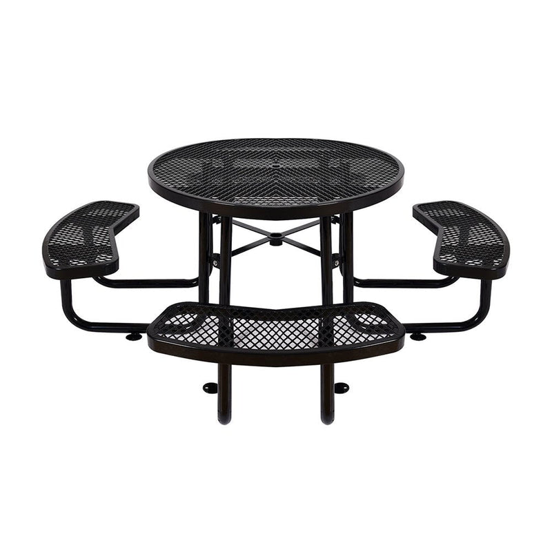 Large 46" Heavy-Duty Round Outdoor Steel Picnic Table With Umbrella Hole (SAK96428)