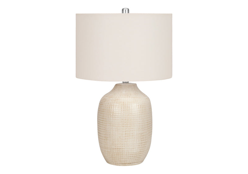 Lighting, 26'h, Table Lamp, Cream Ceramic, Ivory / Cream Shade, Contemporary