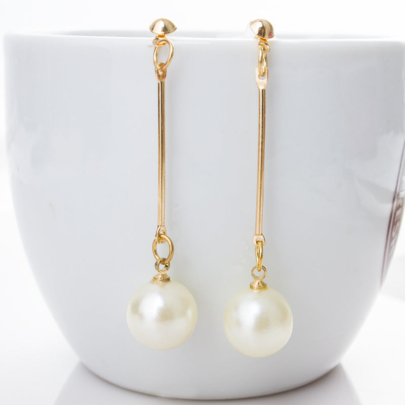 Long Dangle Pearl Earrings