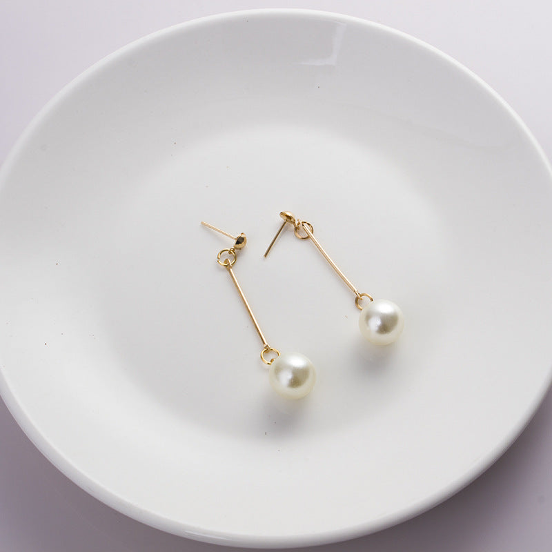 Long Dangle Pearl Earrings