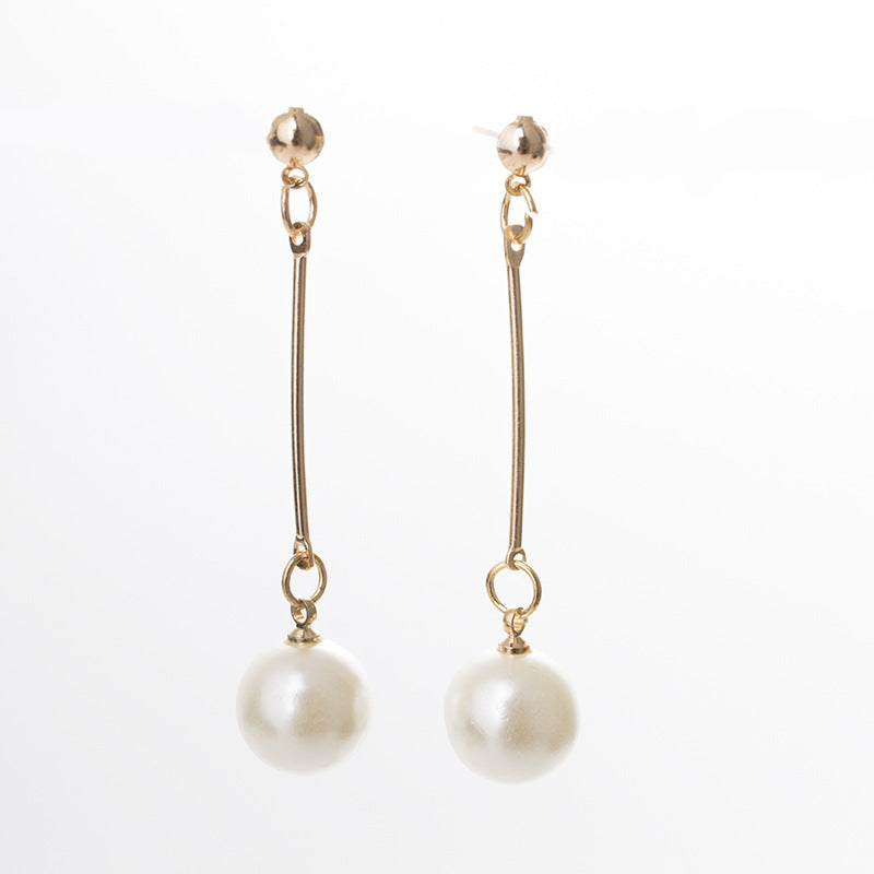 Long Dangle Pearl Earrings