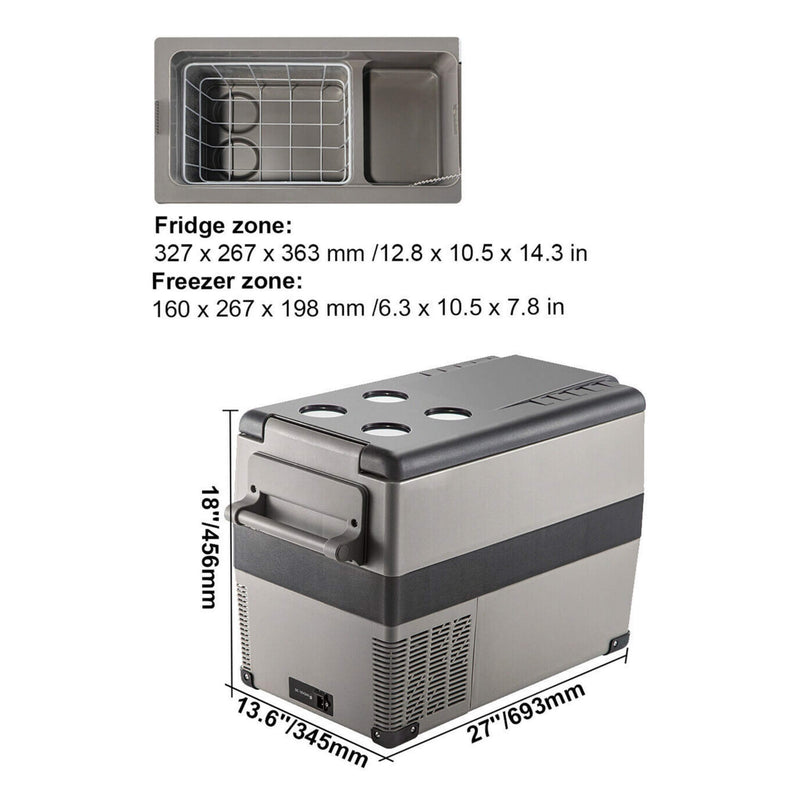 47.5QT Mini Portable Compact 12V Car Refrigerator Freezer Cooler, 45L (SAK68145)