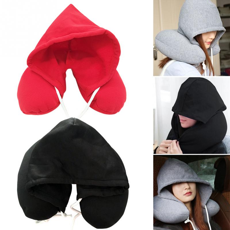 U shaped Neck Pillow soft Hooded Neck pillow for Travel