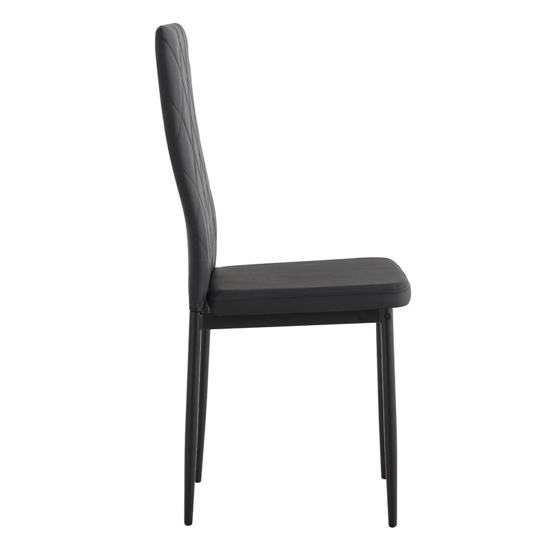 Modern 5 Piece Dining Table Set With Glass Top And Chairs - Black