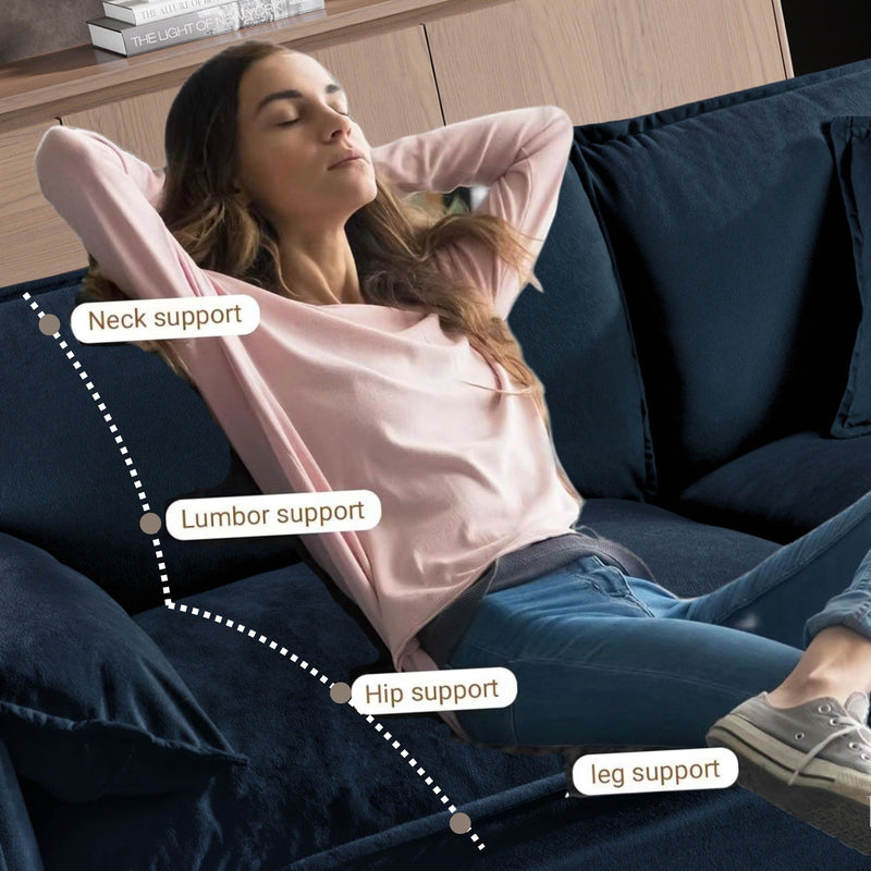 Modern Comfy Deep Seat Modular Sectional Sofa Cloud Couch With Ottoman