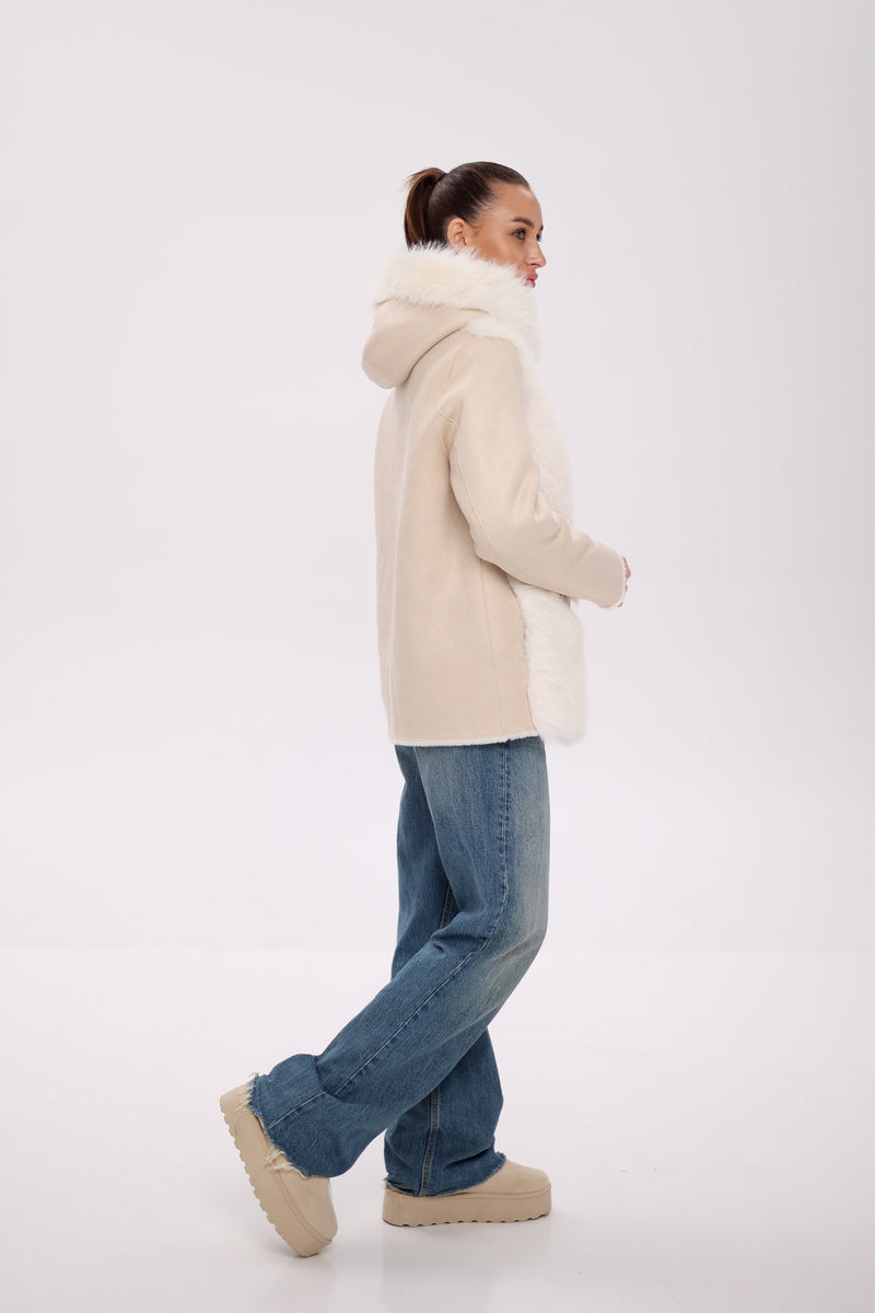 Pre-Order. Re-Stock Ships November 18. ⇆ Reversible Hooded Wool Blend Jacket