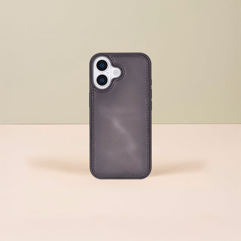 Leathere iPhone 17 Wallet Case – Gray - New York