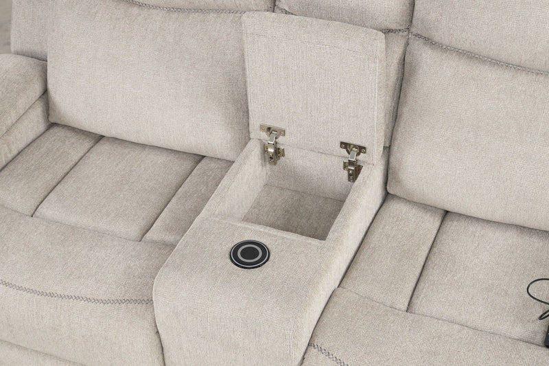 Galya - Motion Loveseat With Console - Light Gray