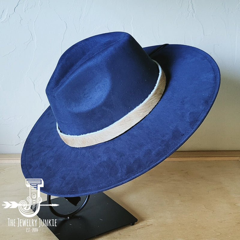 Boho Western Felt Hat w/ Choice of Hatband- Navy 990a