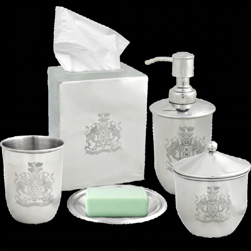 Bathroom Accessory Set - Elegant Silver Metal Bathroom Organizer Collection