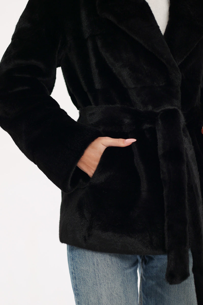 Faux Mink Effect Fur Coat