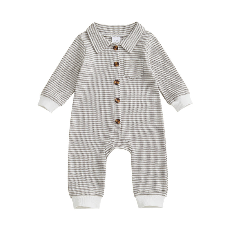 Babies' Jumpsuit Front Open Single-breasted Knitted Long Sleeve