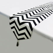 New Black White Striped Table Runner Tea Table TV Cabinet Tablecloth Home Decor Cover Table Cloth with Tassel Party Bed Runner