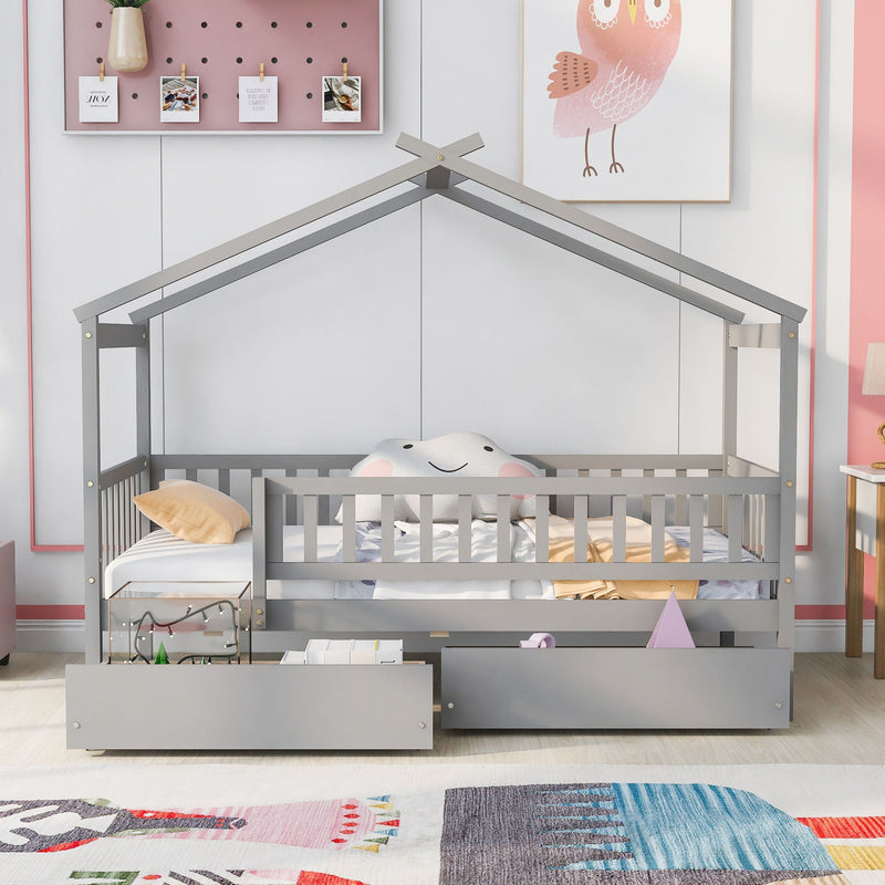 House Bed With 2 Drawers