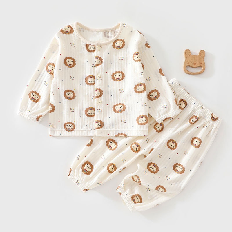 Cute Long-sleeve Cotton Set For Babies And Toddlers