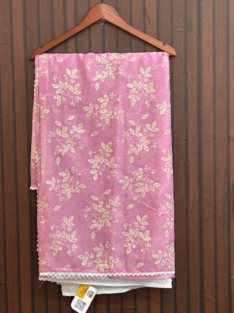 Printed chiffon saree : pink