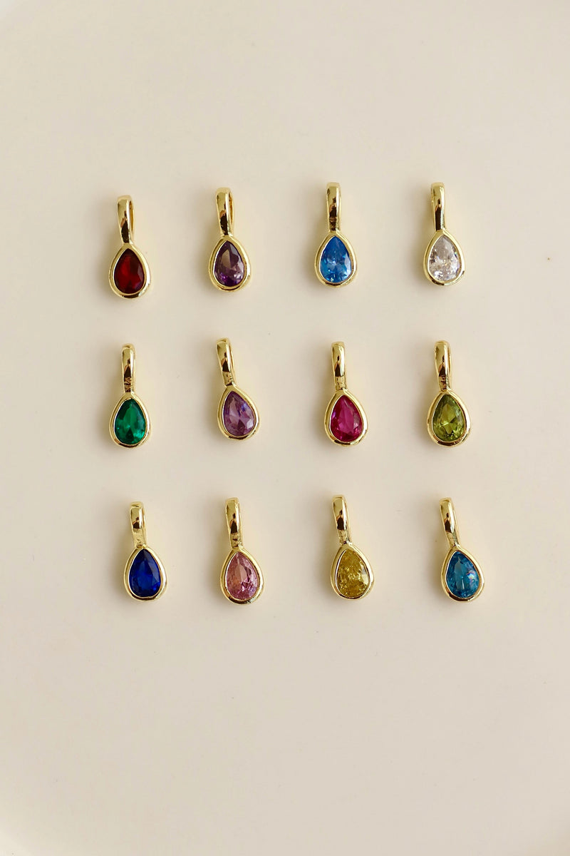 TEARDROP BEZEL BIRTHSTONE CHARM