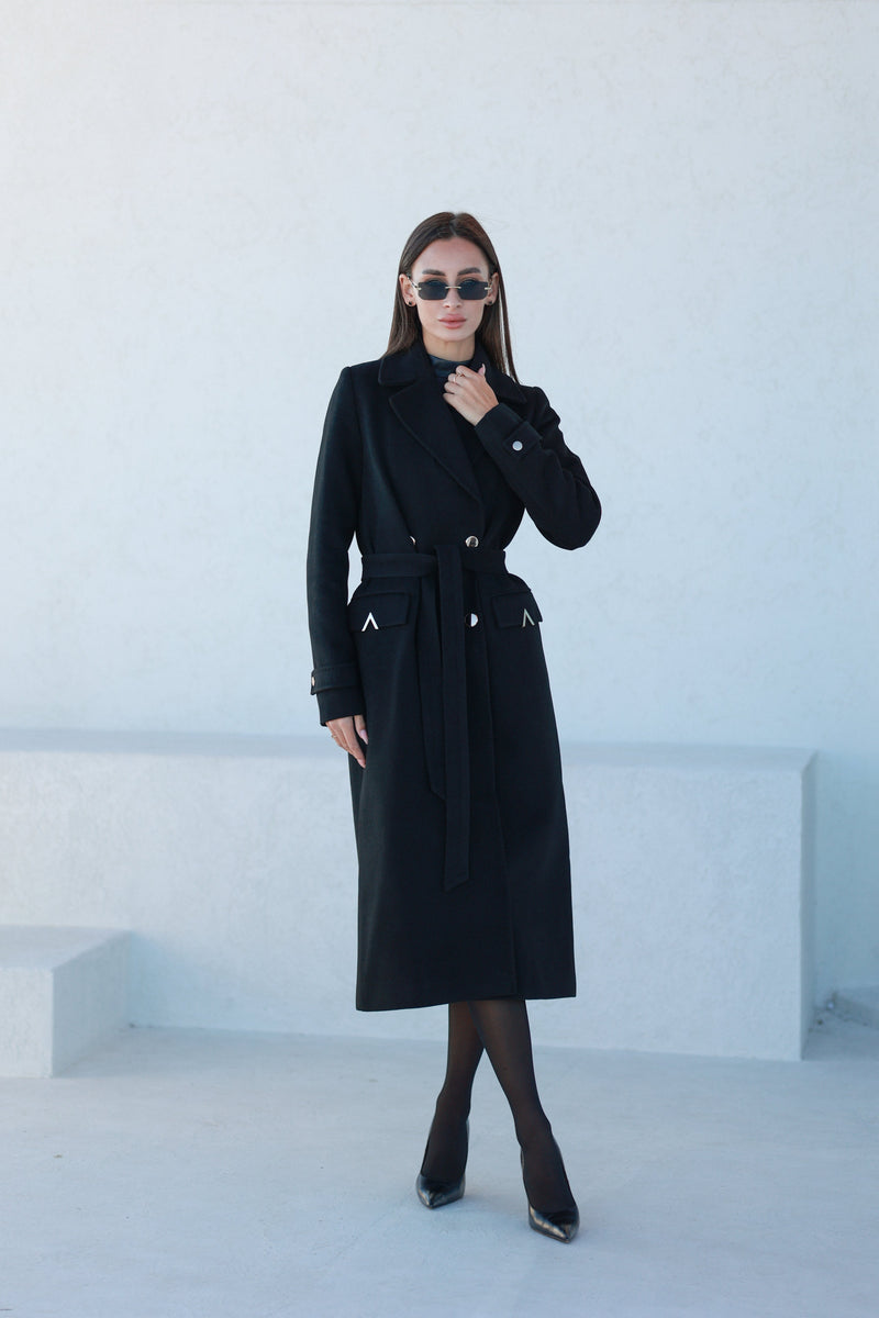 Alaska Classic Cashmere Blend Overcoat in Black