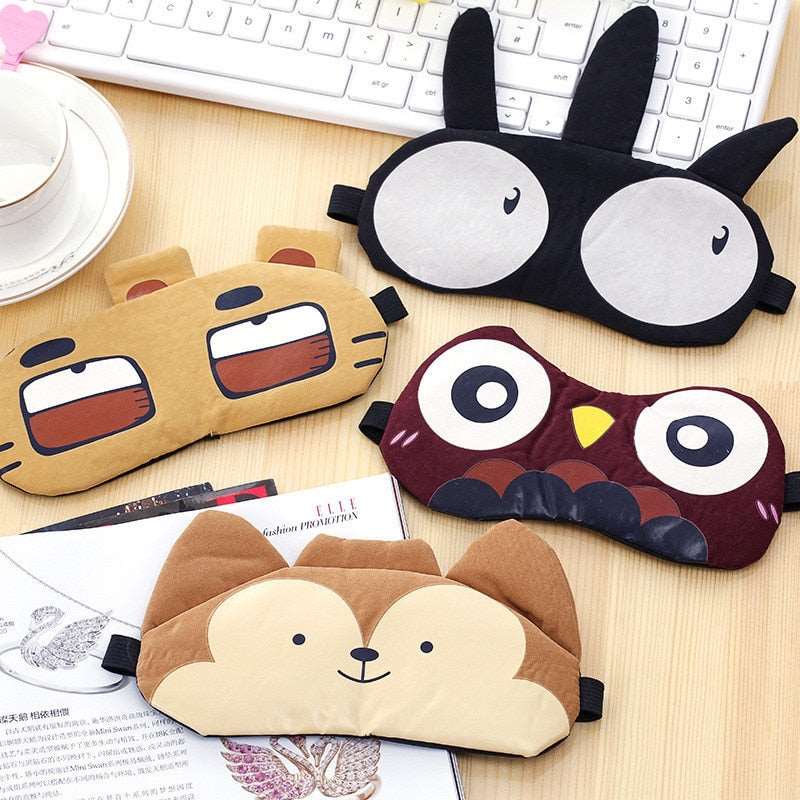 Cute Mask Soft Padded Sleep Travel Shade Cover