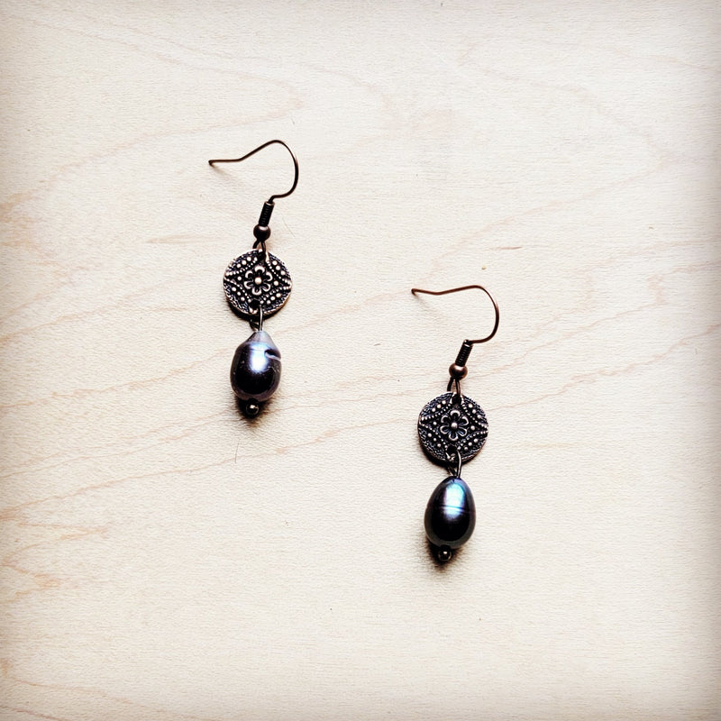 **Genuine Freshwater Gray Pearl Earrings 225j