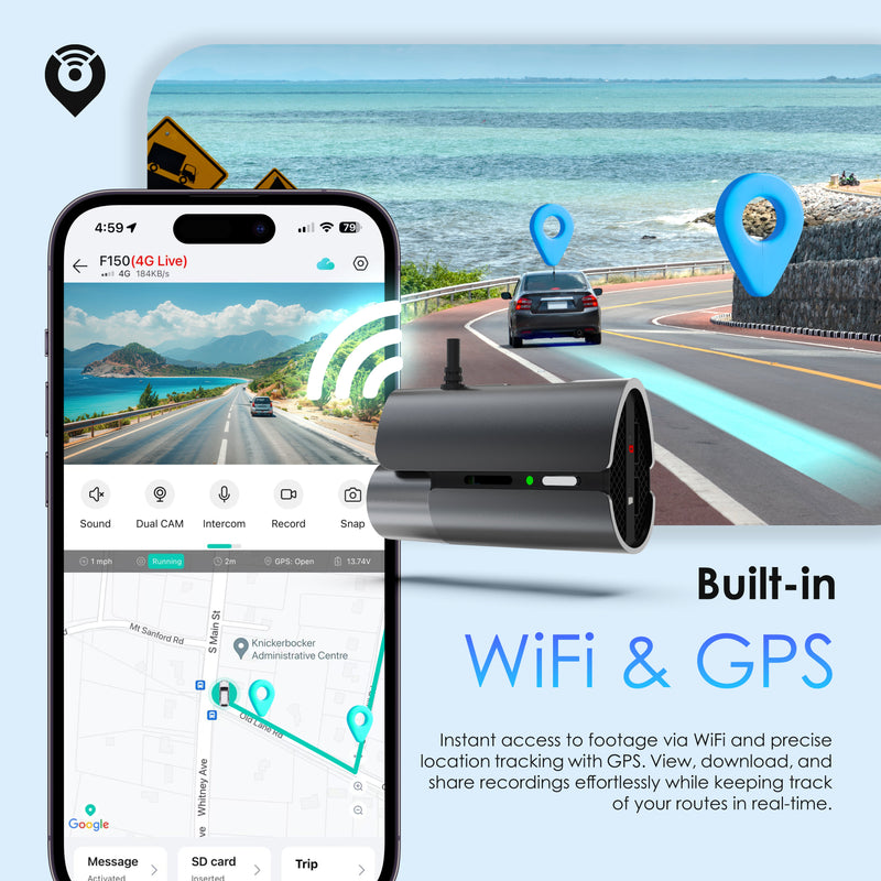 Rexing 4G LTE 2-Channel Dash Cam with GPS – 2.5K Front + 1080p Rear | Real-Time Remote Access & Alerts