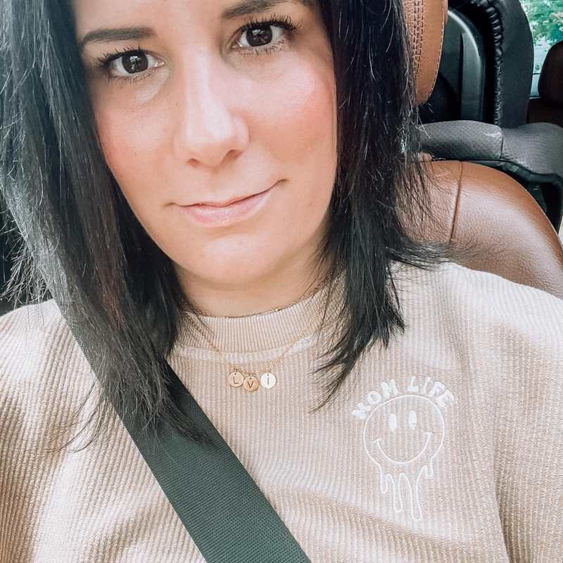 Embroidered CORDED Sweatshirt - Latte - Mom Life - Melting smiley