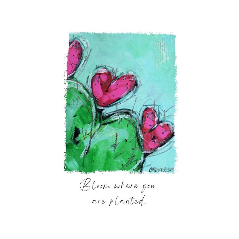 Dish Towel - "Bloom where you are planted" Cactus