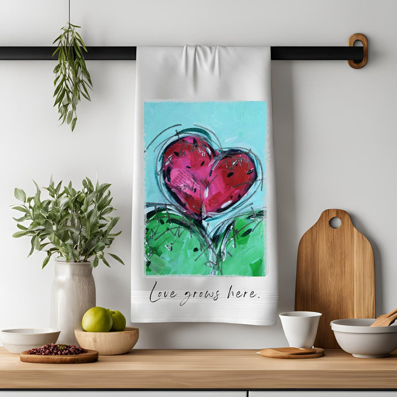 Dish Towel - "Love grows here" Cactus