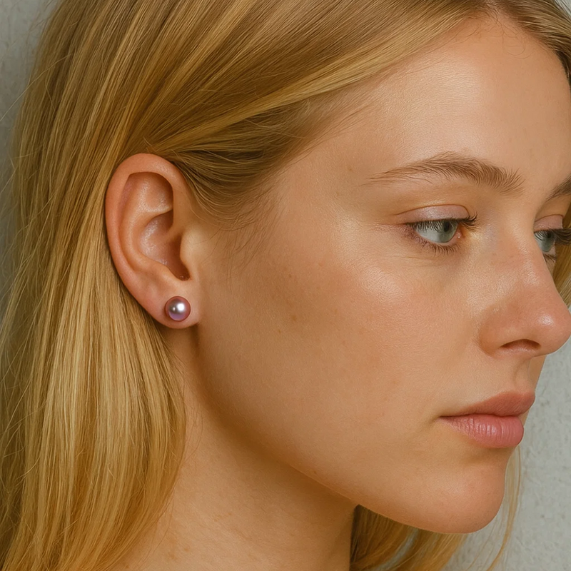 Pearl Earrings-Pearl Stud Earrings-Champagne Pearl Earrings