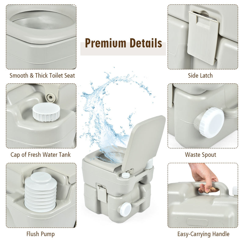 5.3 Gallon 20 L Portable Travel Toilet for Camping RV Indoor Outdoor
