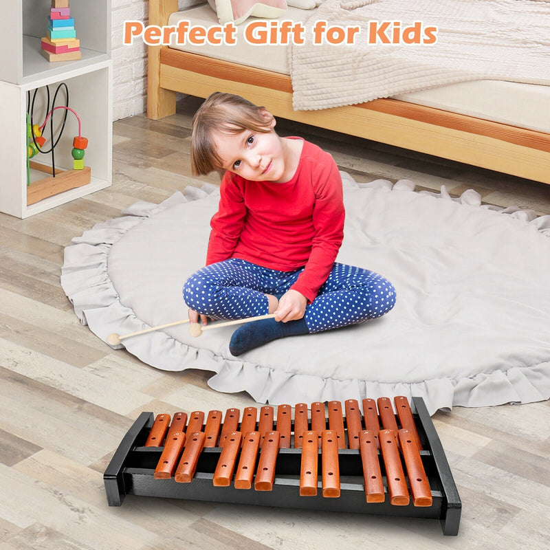 25 Notes Xylophone Wooden Percussion Educational Instrument with 2 Mallets
