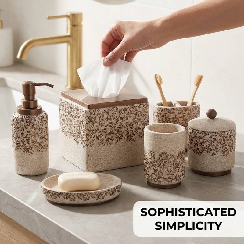 The Ciccone Collection – Elegant Modern Bathroom Décor Accessories Set of 6