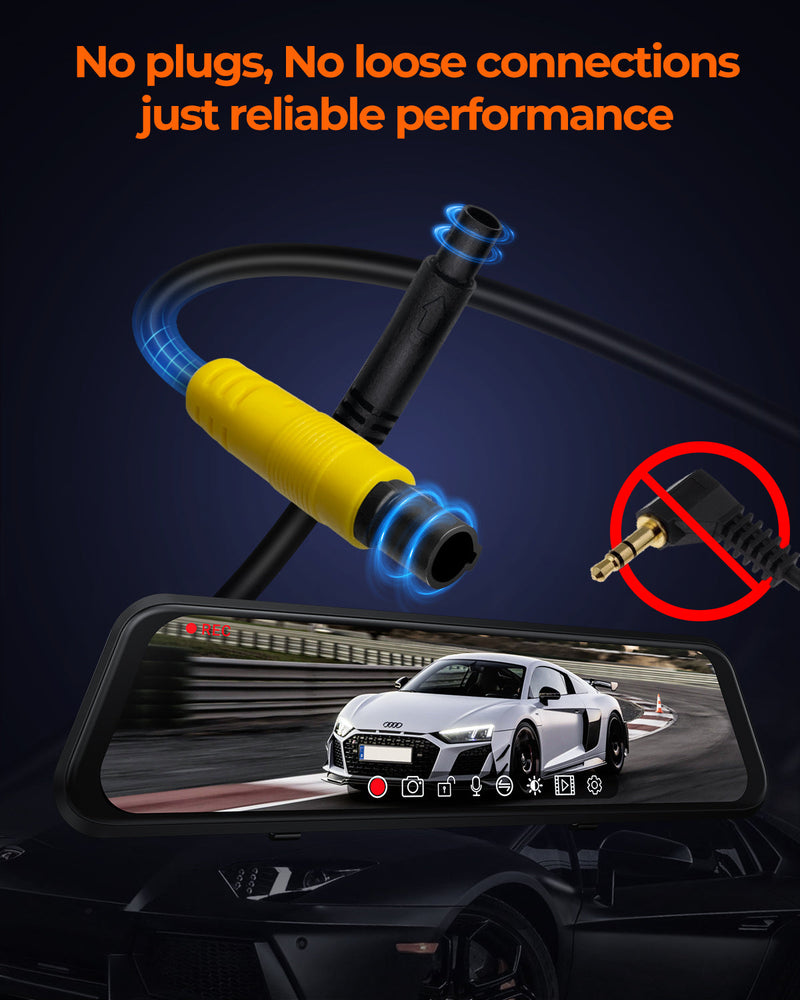 M4 Quad Mirror Dash Cam with 1080P Front+Rear+Left/Right Side Cameras, 12"IPS Touchscreen