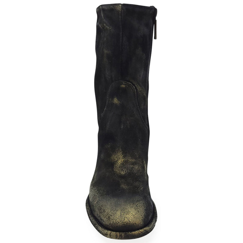 Gold Suede Metallic Mid Calf Boot
