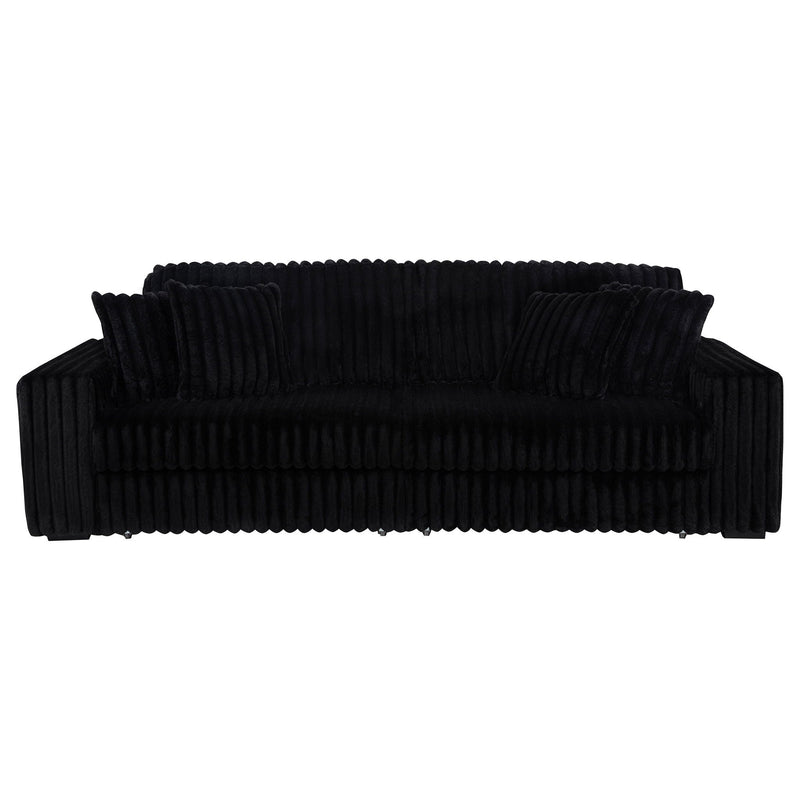 Jacana Corduroy Upholstered Dual Power Chaise Sofa Black