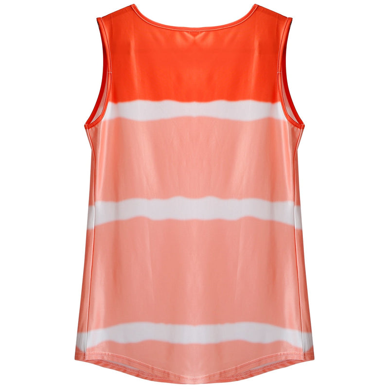 Women Tie-dye Sleeveless Tank Tops Summer Loose T Shirts Tops Button Down Shirts Vest Blouse Plus Size