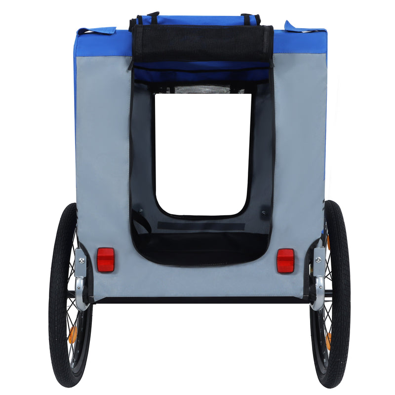 Large Folding Bike Trailer for Dogs – 66LB Capacity All-Terrain Pet Carrier, Durable Steel Frame for Cycling, Jogging, Camping & Outdoor Adventures, Blue-Gray
