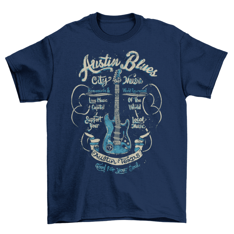Men's Austin Blues Music Guitar T-Shirt