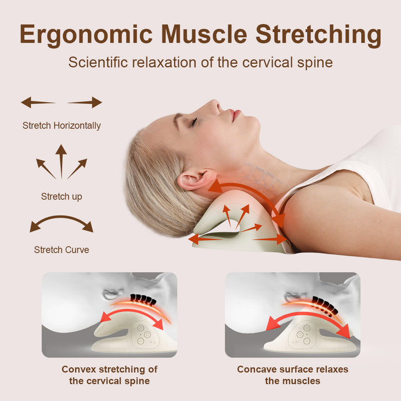 Rechargeable Neck Massage Pillow – Hot Compress, Cervical Traction & Pulse Therapy