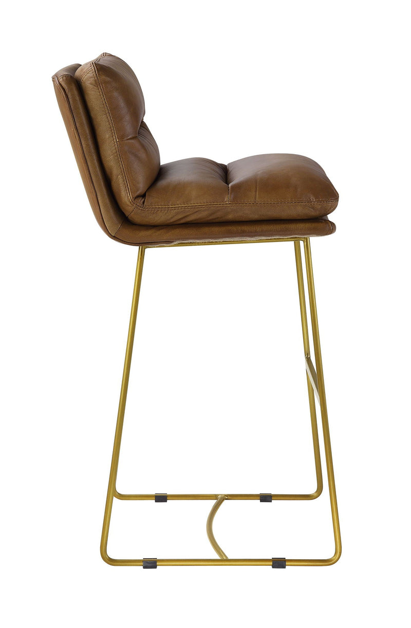 Alsey - Bar Chair - Saddle Brown Top Grain Leather