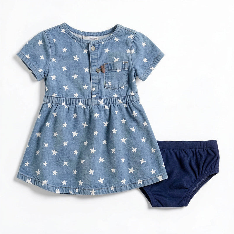 Levis Baby Girls Printed Denim Dress-18M/Medium Blue
