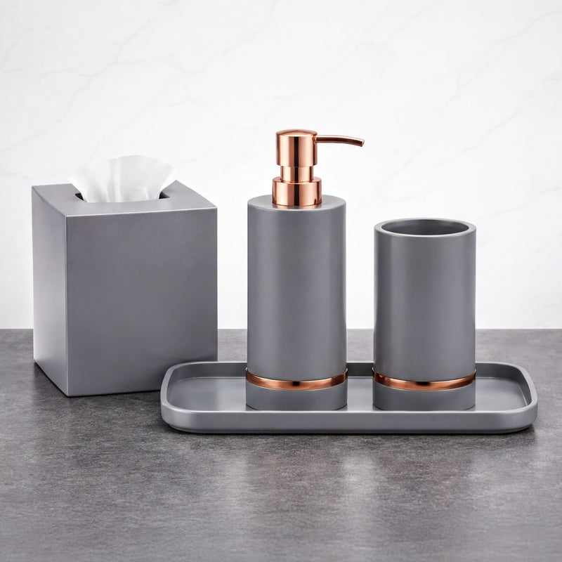 Acrylic Bathroom Set – Modern Bathroom Accessory Set with Stylish Vanity Organizer