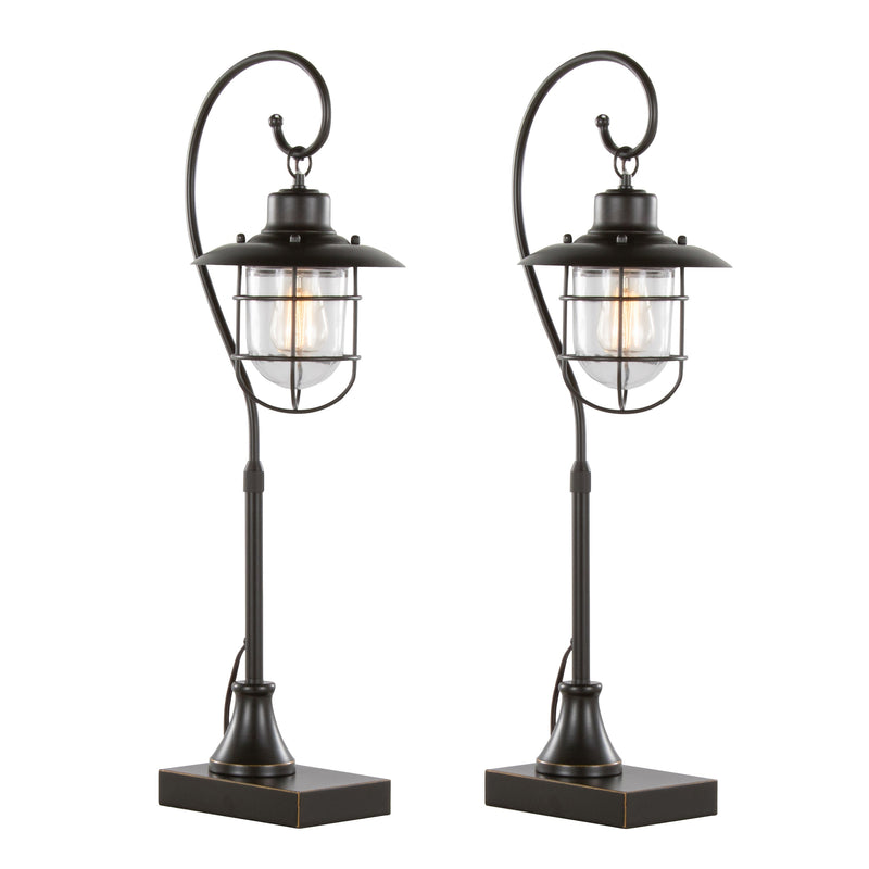 Landen 33" Contemporary Metal Task Lamp in Oil Rubbed Bronze - Set of 2