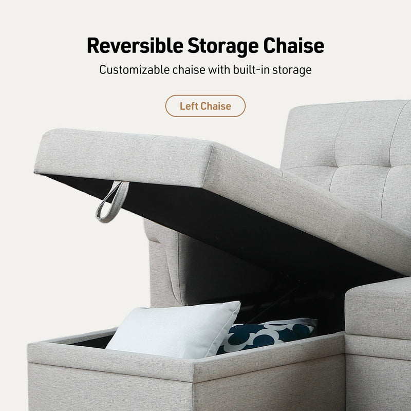 Lucca - Reversible Sleeper Sectional Sofa With Storage Chaise