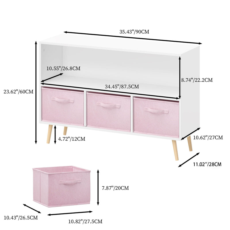 Bookcase With Collapsible Drawers, Book Display Organizer