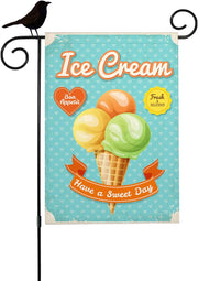 Ice Cream Cone Garden Flags Summer Yard Flag Burlap Banners Vertical Double Sided 12.5X18 Inch Small Flag Home Decorative Outdoor Villa
