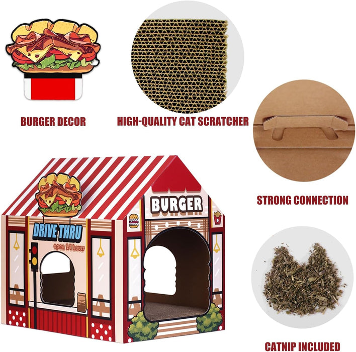 Cardboard Cat House with Scratcher