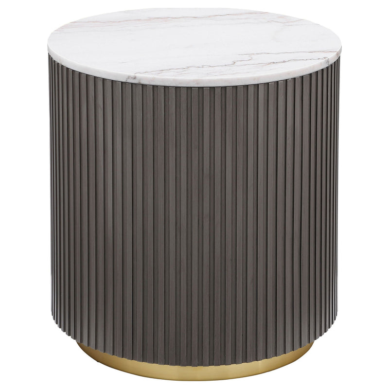 Jason 3-piece Round White Marble Coffee Table Set Charcoal