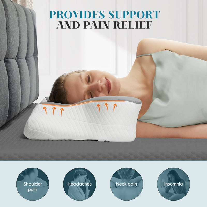 💤 Ergonomic Foam Neck Pillow – Neck Support & Spinal Alignment