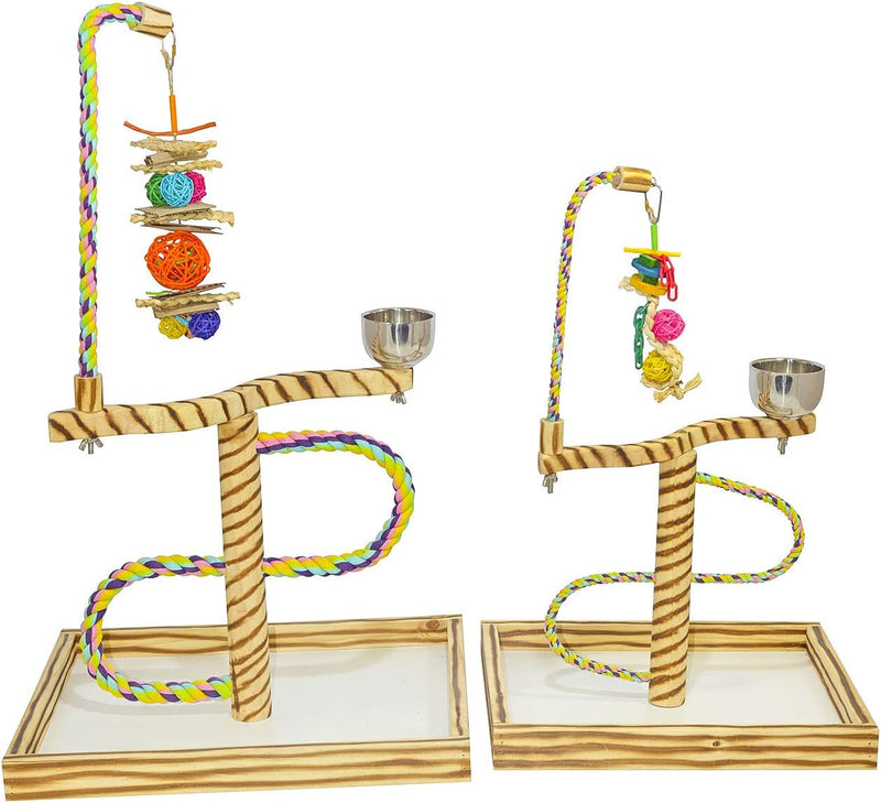 Bird Play Gym Tabletop W Cup, Toy Hanger and Toy,  Javan Tigertail Stand- Large
